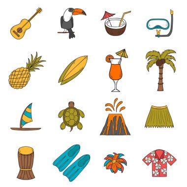Hawaii simgeler vektör el çekilmiş