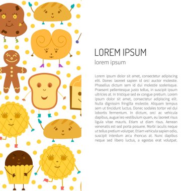 Vektör çizgi film ekmek karakterleri