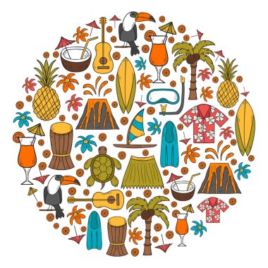 Hawaii arka plan vektör el çekilmiş