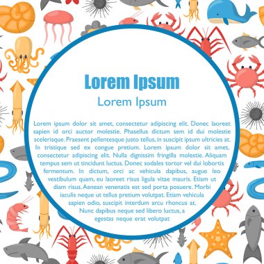 Vektör çizgi film deniz sualtı yaratıklar arka plan