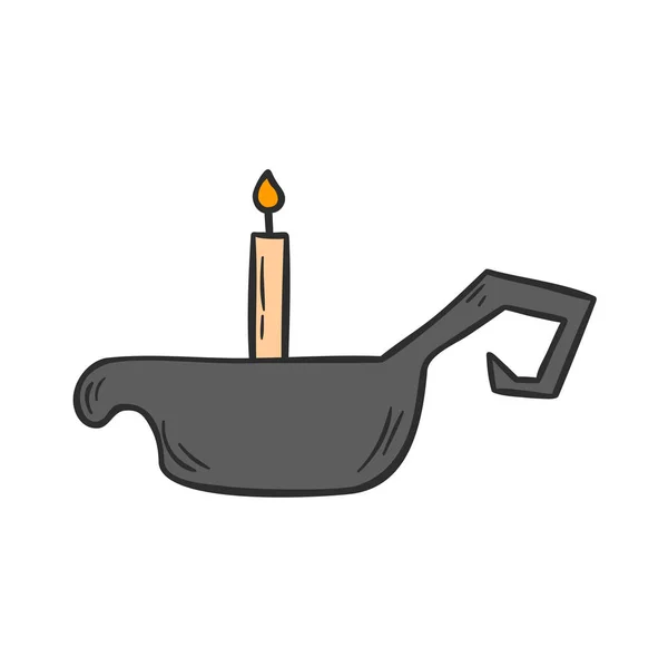 Vector de dibujos animados dibujado a mano vela de Halloween — Vector de stock