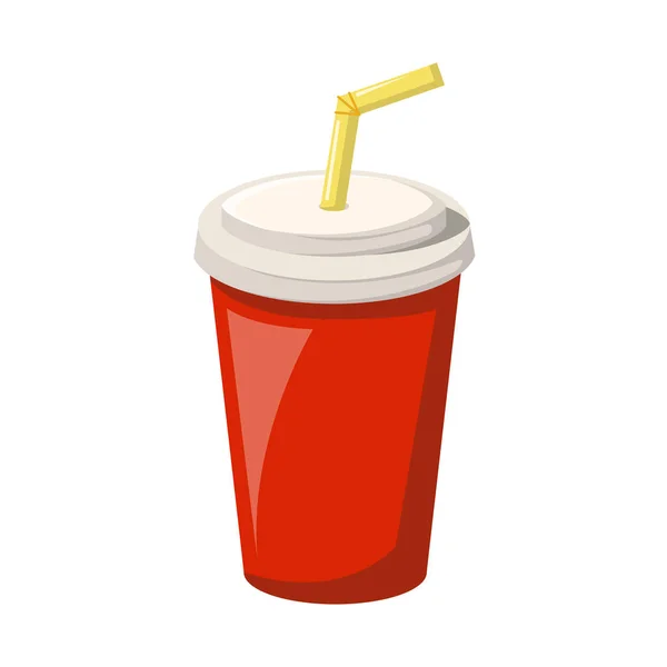 Vector red cartoon cup with straw, cap — Stock Vector