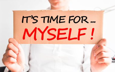 Zaman kendim karikatür kağıt üzerinde metin için