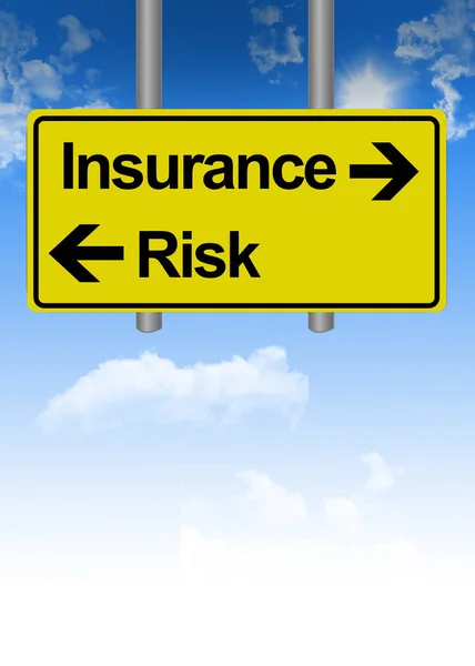 Insurance or risk dilemma on road sign — Stock Photo, Image