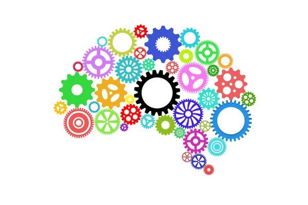 Artificial intelligence with human brain shape and gears — Stock Photo, Image