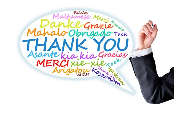 Mensagem de agradecimento em diferentes idiomas — Fotografia de Stock