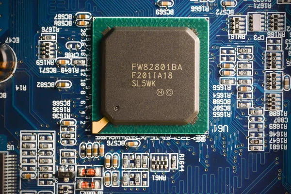 Bilgisayar anakart Cpu işlemci close-up ile — Stok fotoğraf