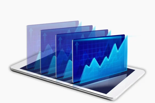 Tableta digital con gráficos financieros — Foto de Stock