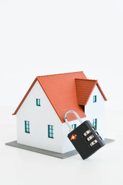 House property with door locker or padlock on white background — Stock Photo, Image