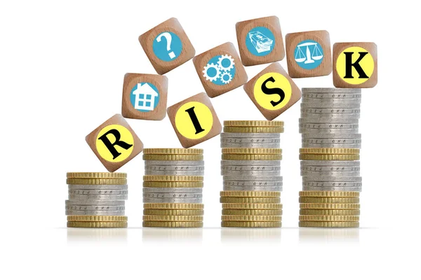 Anlagerisiko-Konzept mit Münzen oder Geldleitern — Stockfoto