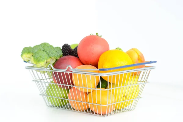 Fresh fruit and vegetables basket — Stock Photo, Image