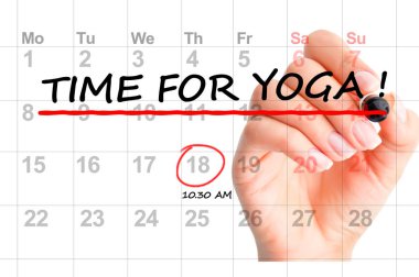 Yoga metin için zamanında takvim Close-Up