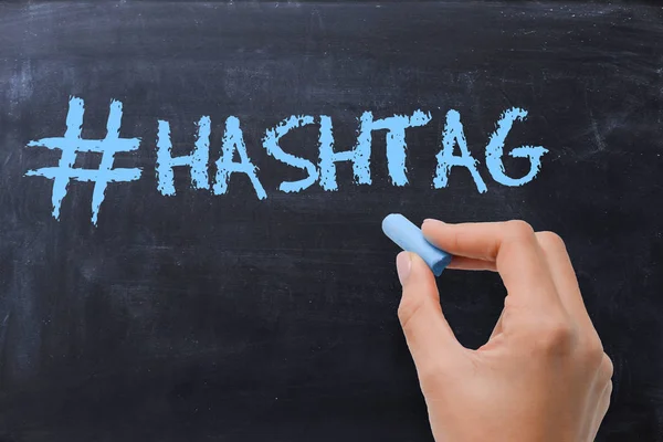 # hashtag symbol and word on blackboard with chalk — Stock Photo, Image