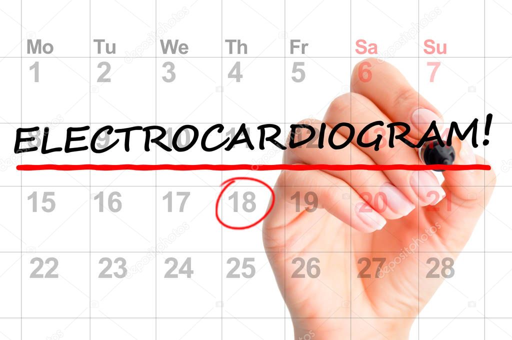 Electrocardiogram schedule date on calendar