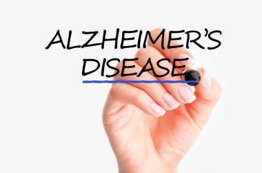     Kadın el Alzheimer hastalığı ekranda yazma 