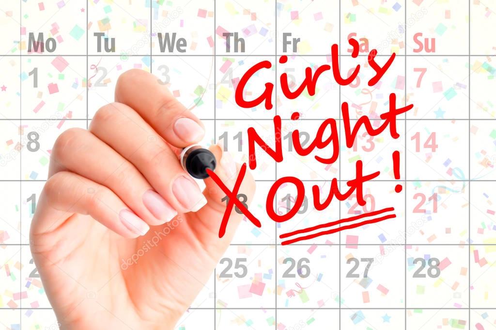 Girls Night Out  reminder on calendar