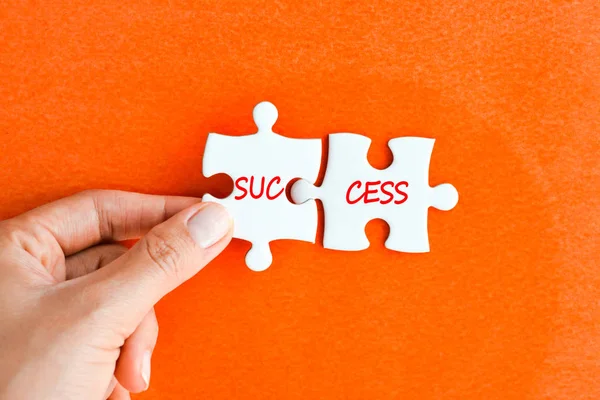 Success concept with to puzzle pieces — Stock Photo, Image