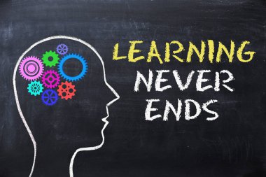 Hiç öğrenme blackboard insan kafa şekli ve dişli ile iletide biter 