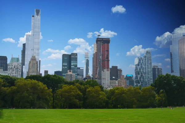 Panoramiczny Widok Manhattanu Central Parku Piękny Letni Dzień — Zdjęcie stockowe