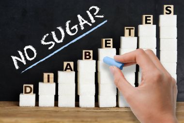 Blackboard şeker küpleri ölçek, diyabet riski düşündüren yukarıda el yazısı yok şeker tavsiye