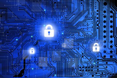 Internet güvenlik kavramı ile bilgisayar anakart ve soyunma