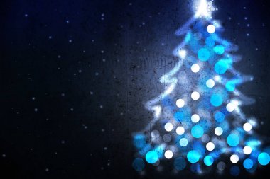 Kış tatil arka plan mavi Noel ağacı şeklinde ışıklar