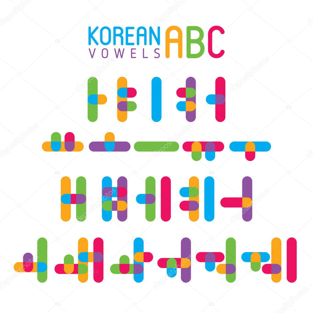Korean alphabet set in flat style