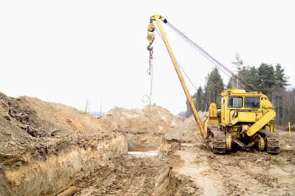 Rohrleger Bei Der Arbeit Auf Einer Baustelle — Stockfoto