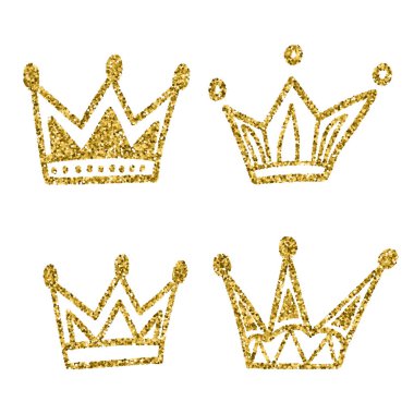 Gold crown set isolated on white background. Glitters set of king crowns. Vector Illustration. Graphic design editable for your design. clipart