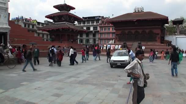 Arquitetura e design dos edifícios na Praça Durbar em Kathmandu Nepal . — Vídeo de Stock