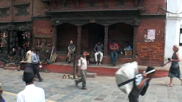 Lebensstil auf durbar square kathmandu nepal. — Stockvideo