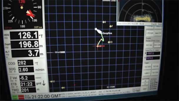 Kontroll-Panel von U-Boot-Unterwasser im Pazifik. — Stockvideo