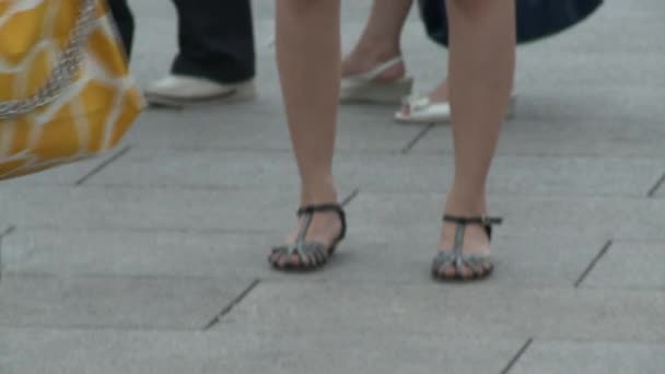 Девушка на улице города площади Тяньаньмэнь . — стоковое видео
