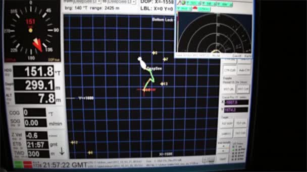 Underwater Kontrollpanelen av ubåten under vattnet i Stilla havet. — Stockvideo