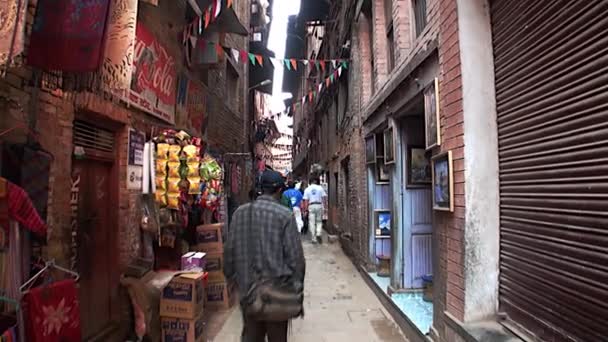 Market Street van Kathmandu, Nepal. — Stockvideo