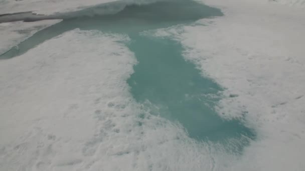 Ледовые льды и снег в Северном Ледовитом океане. Спокойно и тихо. Крупный план . — стоковое видео