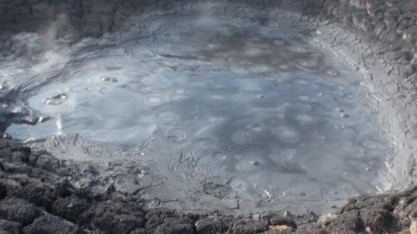 Geyser quente na montanha na costa do Oceano Ártico Groenlândia . — Vídeo de Stock