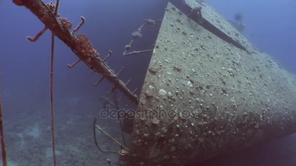 Scheepswrakken Salem Express scheepswrakken onderwater in de rode zee in Egypte. — Stockvideo