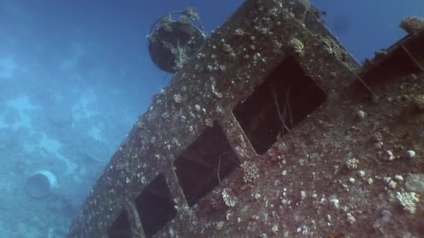 Fenster aus nächster Nähe in Salem Express Schiffswracks unter Wasser im Roten Meer in Ägypten. — Stockvideo