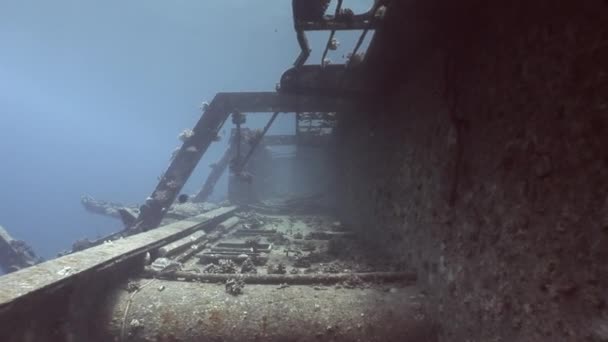 Korallen auf Teilen des versunkenen Schiffes Salem Express unter Wasser im Roten Meer in Ägypten. — Stockvideo