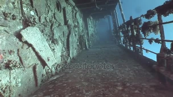 Deck of sunken ship Salem Express shipwrecks underwater in the Red Sea in Egypt. — Stock Video