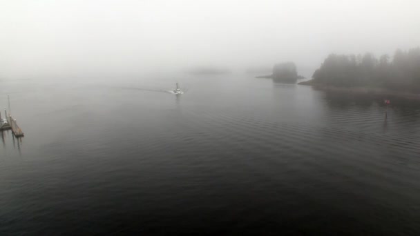 요트 항해 배경 해안 n 알래스카에 태평양의 침착 물에. — 비디오