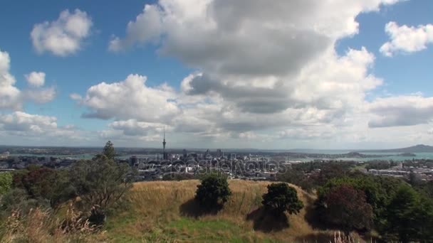 Blick auf die Stadt vom Berg in Neuseeland. — Stockvideo