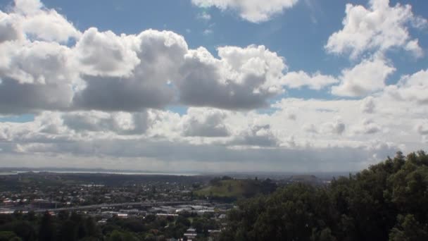 Stadsutsikt från berget i Nya Zeeland. — Stockvideo