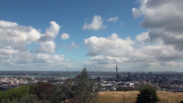 Vista della città dalla montagna in Nuova Zelanda . — Video Stock