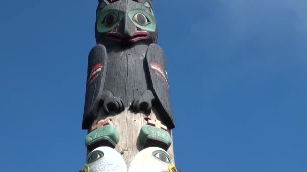 Totem pillar in Sitka. — Stock Video