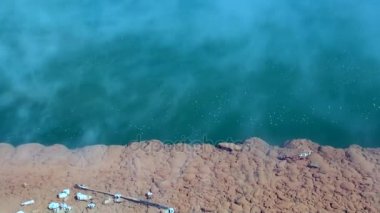 Yeni Zelanda'da orman arka plan üzerinde Kaplıcalar Geysers su.