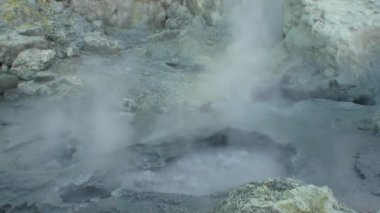 Yeni Zelanda beyaz adada dağlarda bir volkanın Geysers.