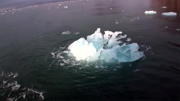 Bewegte Eisschollen im Hintergrund auf dem Wasser des arktischen Ozeans in Spitzbergen. — Stockvideo