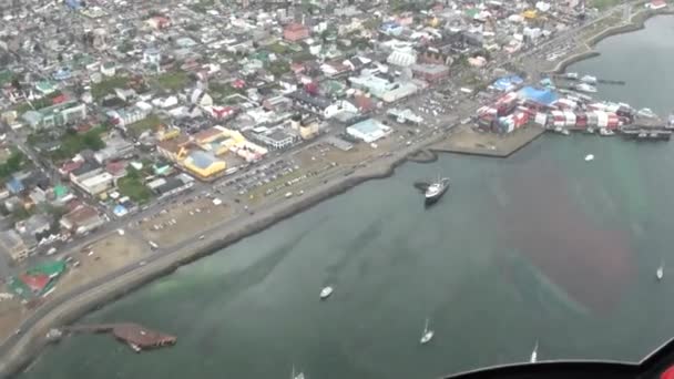 Port of Ushuaia view from above. — Stock Video